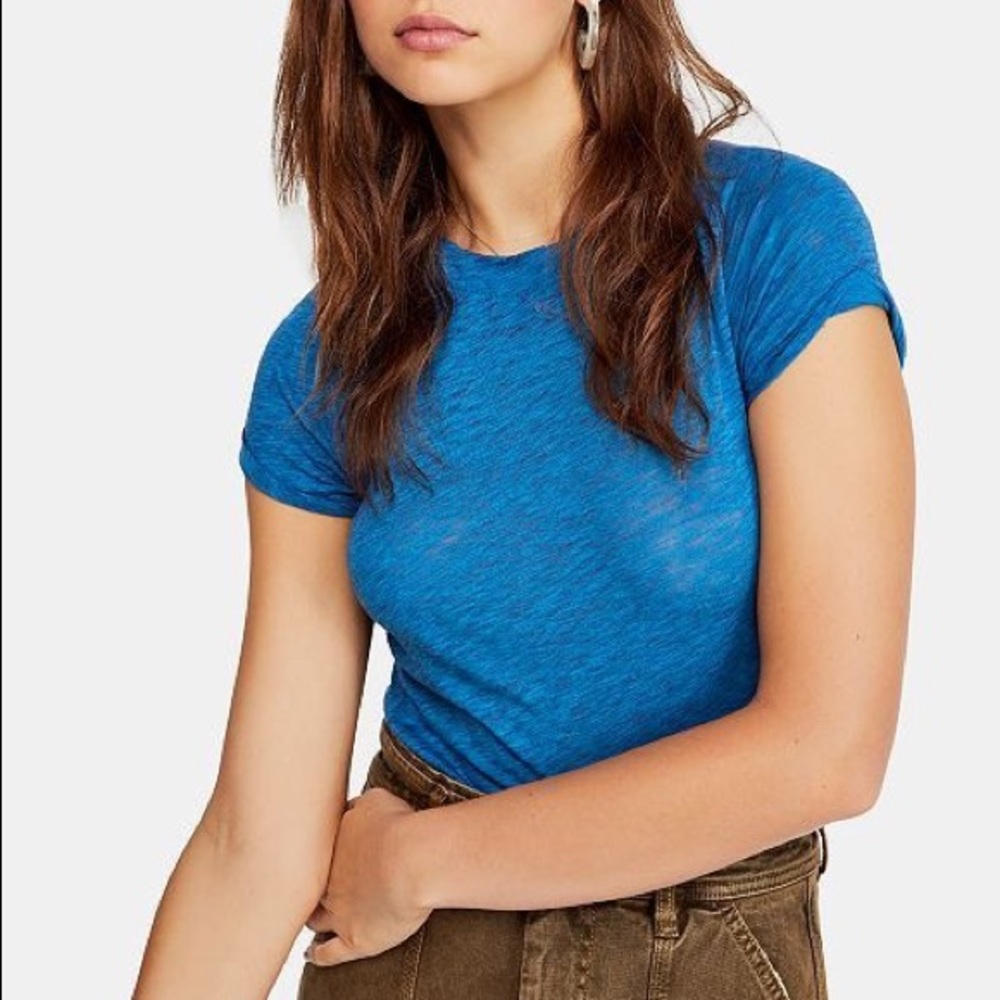 FREE PEOPLE Crewneck Casual Tee, Small